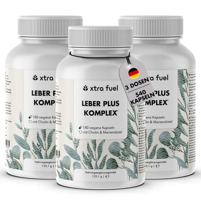 XTRA FUEL Leber Plus Kapseln* - Leber Komplex - Hochdosierte Formel mit Mariendistel - 3er