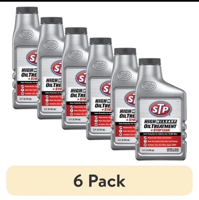6 pack STP High Mileage Oil Treatment + Stop Leak Engine Oil Additive, 15 fl oz