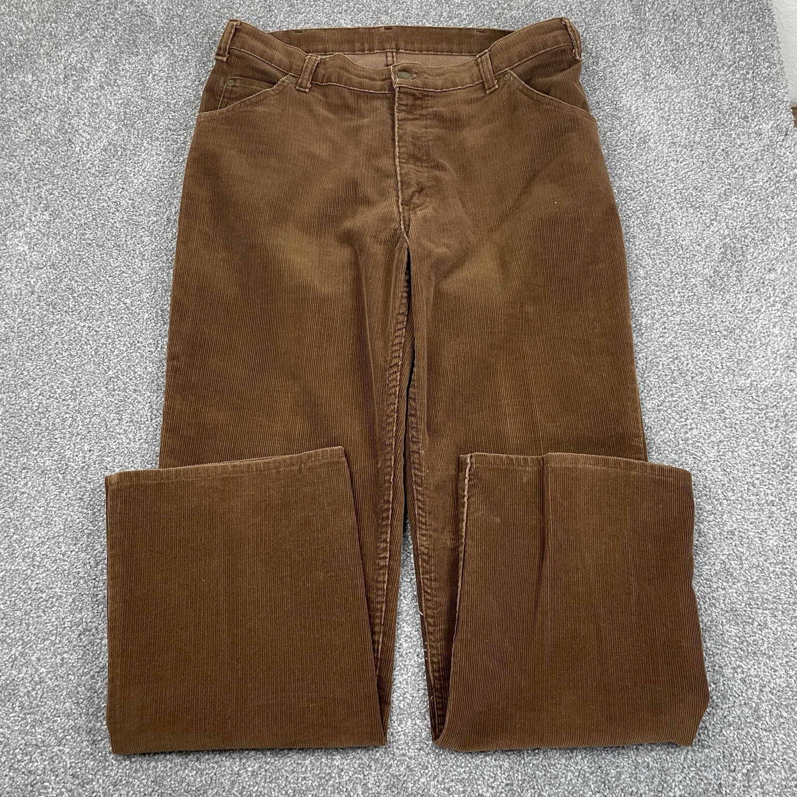 70s 80s Vintage Pants Mens 34x30 (Fit 32x30) Brown Corduroy Disco USA Shaggy