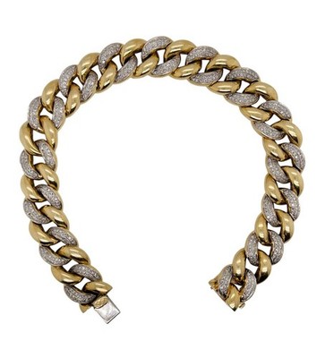 47.7 Gr 10k Solid Gold Natural Diamond Mens Miami Cuban Link Bracelet 8.5 inches