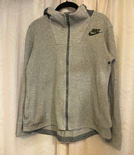 Nike Tech Women s Gray S Cotton Blend Fleece Full Zip Hooded Hoodie Pockets Logo