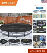 18ft Round Pool Cover - Patented Windproof Design, Waterproof Protection