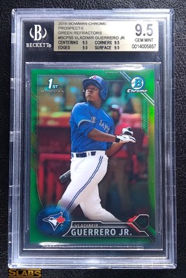  VLADIMIR GUERRERO JR 2016 BOWMAN CHROME GREEN REFRACTOR /99 BGS 9.5 POP 2 
