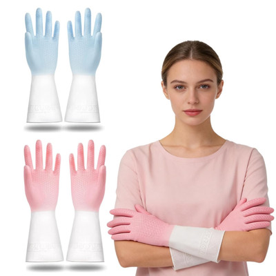 2 Paar Spülhandschuhe - dünne Gummi Reinigungshandschuhe, Küchen Spülhandschuh 