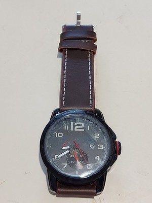 Xinew Mens Watch. Shock Proof. Stainless Steel. Faux Leather Strap. Untested.