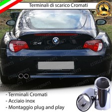 COPPIA TERMINALI DI SCARICO PER MARMITTA FINALINO CROMATO INOX BMW Z4 TONDI