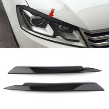 Glossy Black Head Light Lamp Cover Eyelid Trim Sticker For Vw Passat B7 2010-14