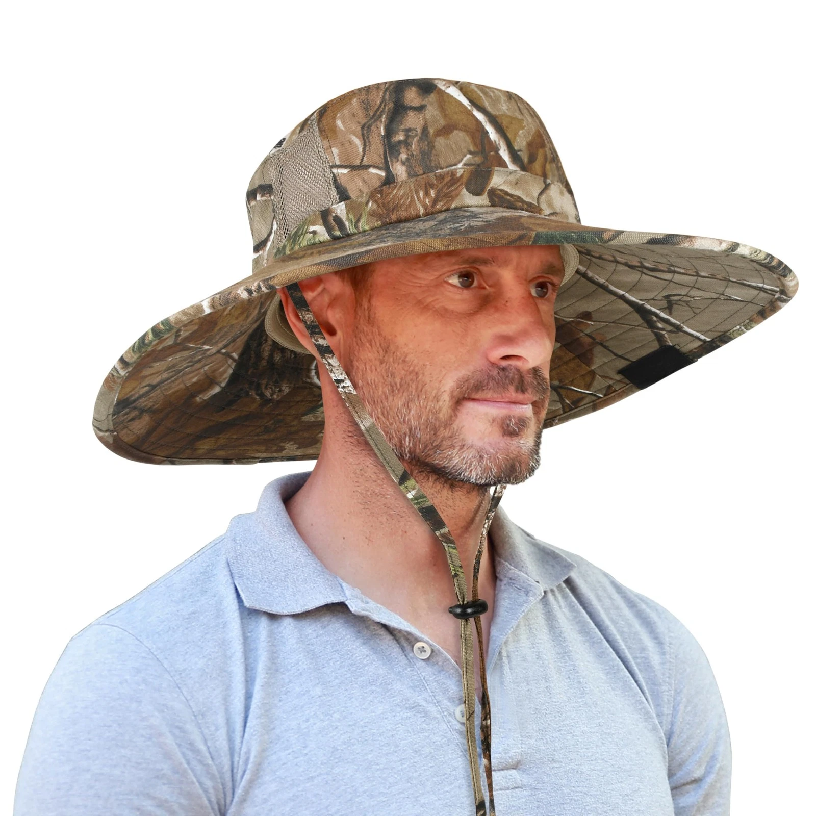 Mossy Oak Safari Sun Hat Wide Brim Bonnie Fishing Cap with Adjustable Drawstr...
