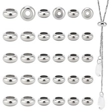PH PandaHall 304 Stainless Steel Slider Beads 30pcs Stopper Small, Silver
