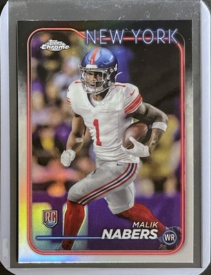Malik Nabers Rookie - 2024 Topps Chrome Football - Refractor #205