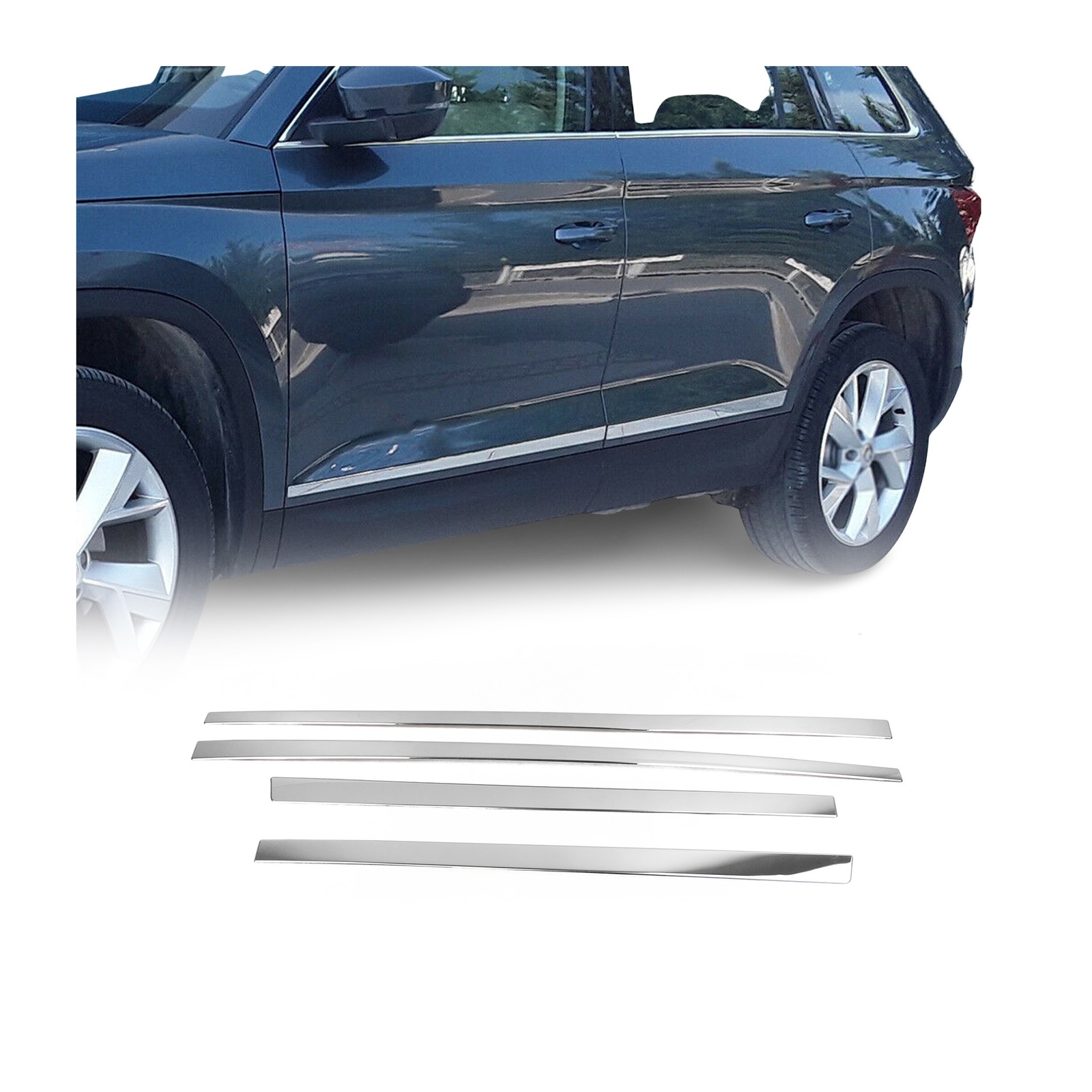 Baguette de porte latérale Skoda Kodiaq en inox pour préserver vos trajets en famille
