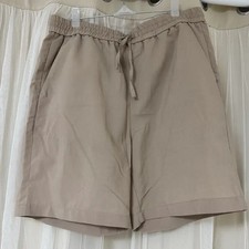 Beige Elastic Waist Shorts, Men, Summer Casual Pants Official