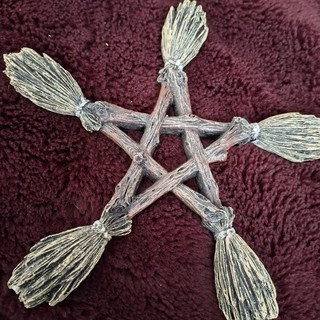 Nemisis Now Pentagram Wall Sign Made Out Of Broomsticks