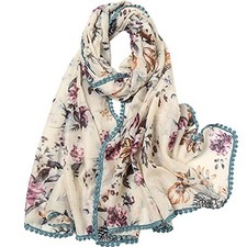 Boho Scarf for Women Lightweight Floral Printed Scarf Fall Winter Floral 25