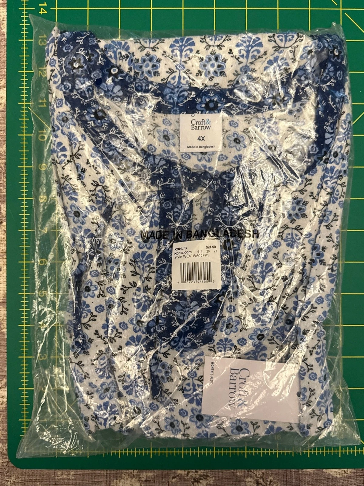 Croft & Barrow Blouse | Blue White Floral | Button Front Shirt | Womens 4X | NWT
Opens in a new wind