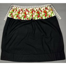 Vintage Handmade Black Floral Half Apron Mid Century Country Cottage Dutch
