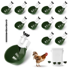 Chicken Water Cups 12 Pack, Automatic Filling Waterer Feeder Bowl, Gravity Po...