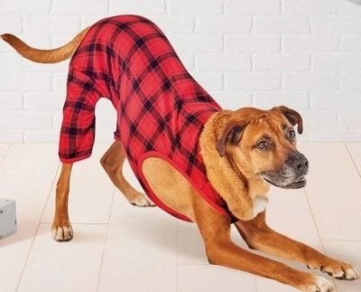 Wondershop Brushed Fleece Plaid Dog Pajamas Black and Red Size M Up To 40 Ibs - Image 1 of 2