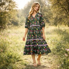 Crosby By Mollie Burch Talulah Midi Dress XS In Covent Garden Floral Print NWT