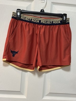 Under Armour Project Rock Unisex Athletic Shorts, Sz YLG, Rust Color