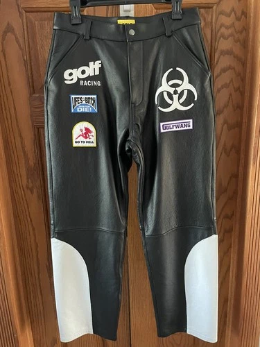 Golf Wang Racing Biohazard Leather Jacket/Pants Set Men's. image 9