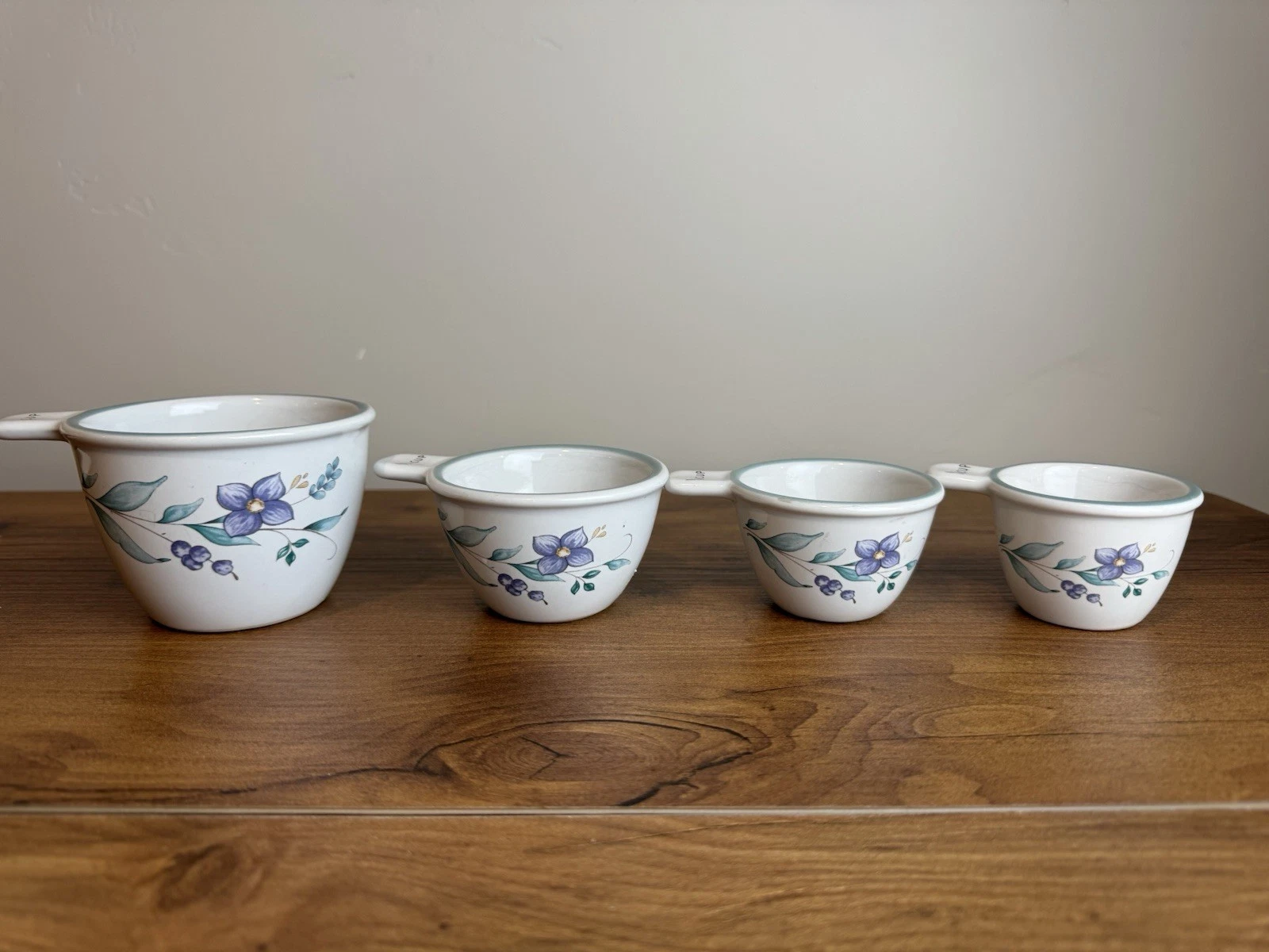 Pfaltzgraff April Measuring Cups Set 4 Repaired 1/3 Cup Floral USA VTG