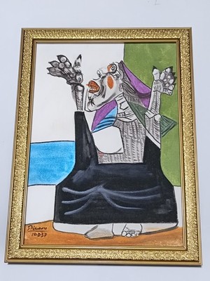 Pablo Picasso , Painting Oil On Canvas , signed stamped vintage.