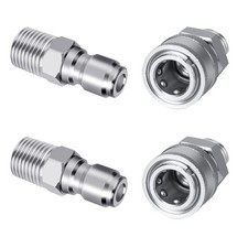 2 Sets NPT 3/8 Inch Stainless Steel Male Quick Connector Kit Male 3/8 Quick C...
