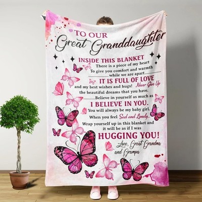 Great Granddaughter Butterfly Blanket Personalized Loving Family Keepsake