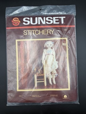 Vintage 1984 Sunset Stitchery Emily 18'' Doll Kit by Lorena McRoden SEALED NIP