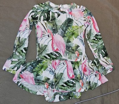 Little Bum Bums Flamingo Ruffle Dress  Skirted Bodysuit Bamboo SOFT 3-6 Months