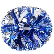 Blue Silver Cheer Poms - 2PCS Metallic Shiny Pompoms for Dance Sports