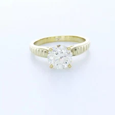 Solitaire Engagement Ring Vintage 14K Gold 1.87 CT Round Lab-Grown Diamond H SI1