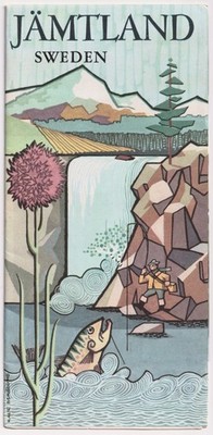 50er Jahre Jamtland Schweden Reise Touristen Prospekt illustrierte Karte Fotos Landschaft