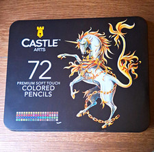 Castle Arts 72 Premium Soft Touch Colored Pencils Pencil Set Multicolor Tin Case