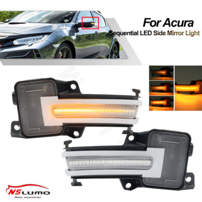 For 2021+ Acura TLX MDX Sequential LED Side Rear View Mirror Turn