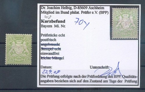 Bayern 70Y RARE PAPER ** MNH MINT NEVER HINGED BPP APPRAISAL 160EUR (69968