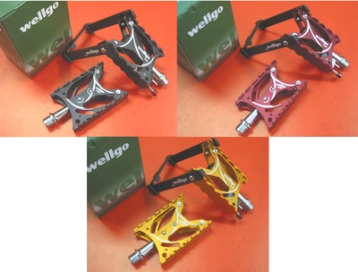 Wellgo C193 CNC Body Kickstand Pedals Black Red Gold