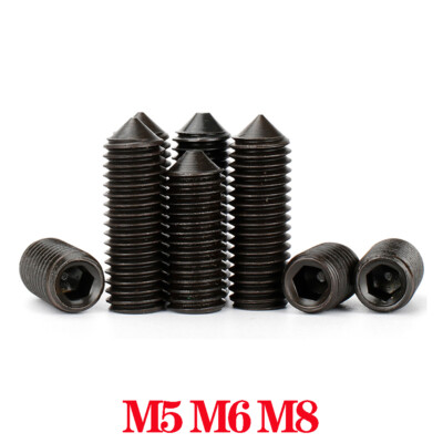 Black 12.9 Steel Hex Socket Set Screws Cone Point Grub Screws DIN914 M5 M6 M8