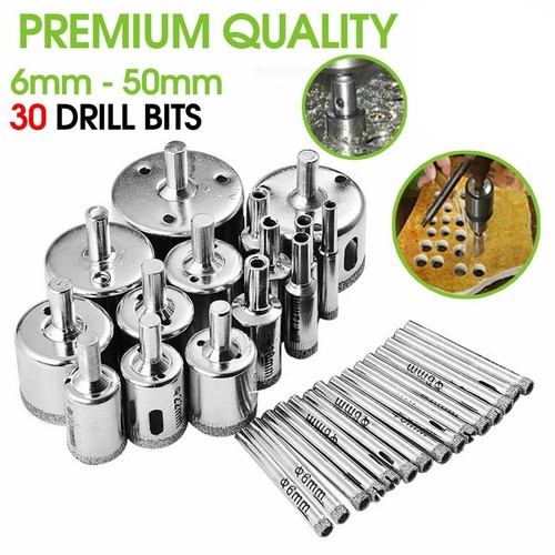 16 / 30 PCS DIAMOND HOLESAW CUTTER TILE DRILL BIT TOOL GLASS MARBLE