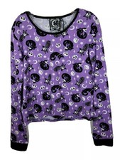 NWT Killstar Size Medium purple black skull Cat Long Sleeve Gothic T Shirt