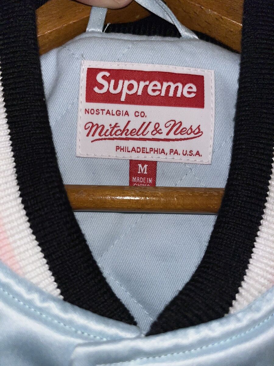 supreme mitchell & ness satin varsity jacket size medium supreme mitchell & ness satin varsity jacket size medium