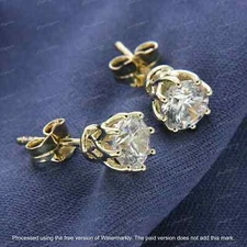1Ct Round Cut Lab Created Diamond Stud Earrings Solid 14K Yellow Gold Finish