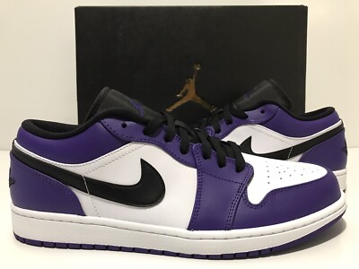 Air Jordan 1 Low Court Purple White/Purple/Black 553558-500 Sz