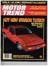 MOTOR TREND SEPTEMBER 1982-HOT NEW MITSUBISHI STARION TURBO-633 TURBO BMW-AMC/RE