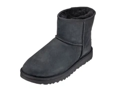 Authentic UGG CLASSIC MINI II Sheepskin Ankle Boots Black Size 7 NEW