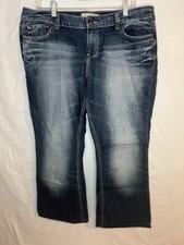 Maurices Women's Jeans Blue Embroidered Distressed Size 13/14 Hemmed/Shortened