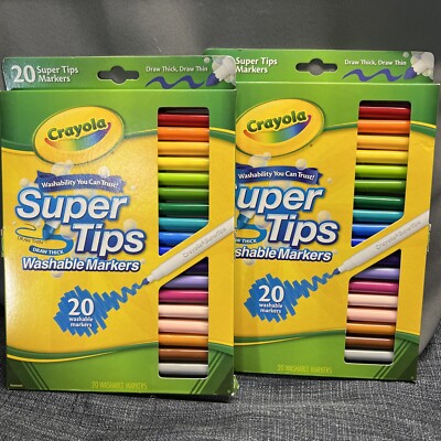 Crayola Super Tips Washable Markers - 2 Pack - Draw Thick Or Thin