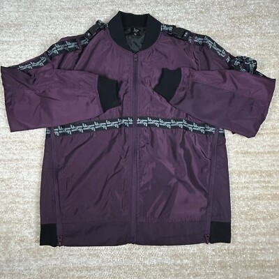 LF The Brand Womens Medium Purple Windbreaker Jacket Logo Tape Full Zip