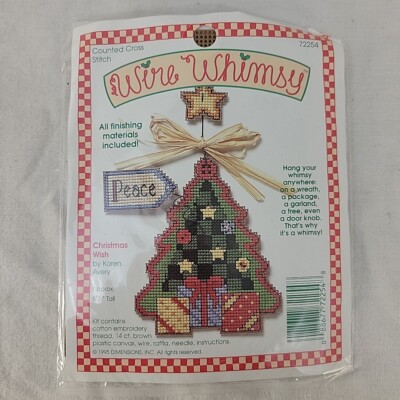 Wire Whimsy Cross Stitch Kit, Christmas Wish Tree, Dimensions, 1995, New, Sealed